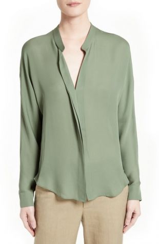 blouse kaki en soie