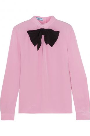 chemisier rose à noeud noir