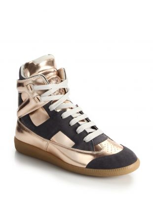 Maison Margiela metallic leather & suede high-top