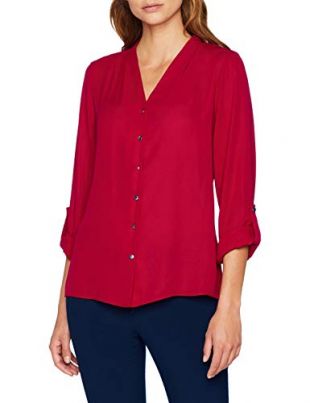 Dorothy Perkins Raspberry Roll Sleeve Camicia, Rosso 10, 46 (Taglia Produttore: 14) Donna