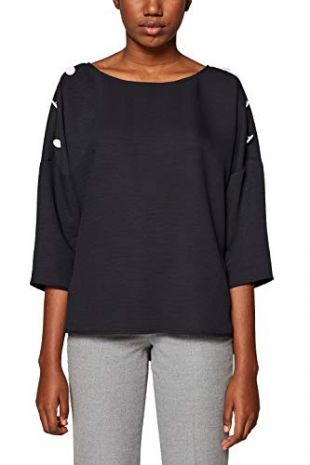 Esprit Women's Blouse with Buttons Black in Size Medium