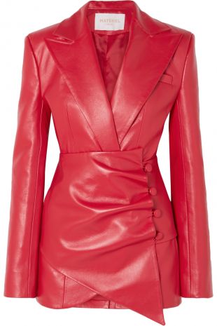materiel - Belted faux leather blazer red