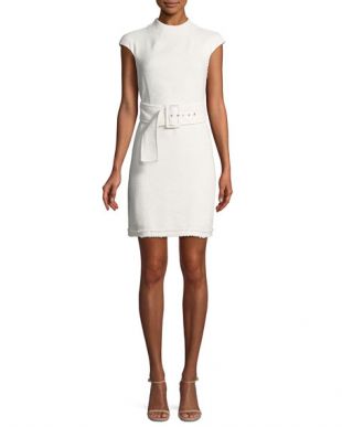 Mod Belted Spring Boucle Dress