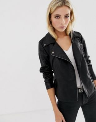 Noisy May Perfecto Veste noire en similicuir