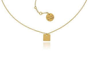 Collier ras de cou chaîne fine pendentif carré plaqué Or