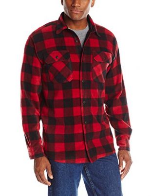 Wrangler Herren Long Sleeve Plaid Fleece Shirt Jacket Button-Down Hemd, Schottenkaro, Rot, X-Groß
