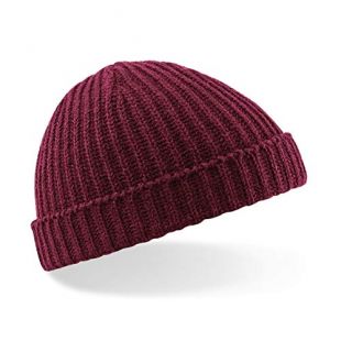 Beechfield Unisex Retro Trawler Winter Beanie Hat (One Size) (Burgundy)