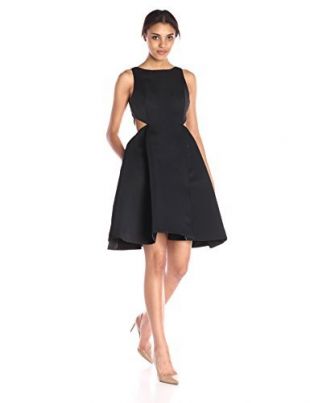 Halston Heritage Women's Sl Boatneck Strctured Satin Faille Dress W Cut Out - Pink - 16