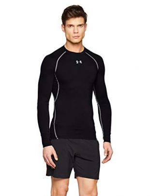 Under Armour UA HG Armour LS, Maglia A Maniche Lunghe Uomo, Nero (Black/Steel 001), M