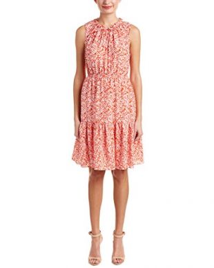 Rebecca Taylor Women's Sleeveless Provence Dress, Red Combo, 2