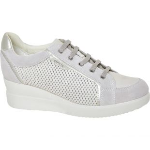 GEOX STARDUST Women's Off White Leather Low-Top Sneakers