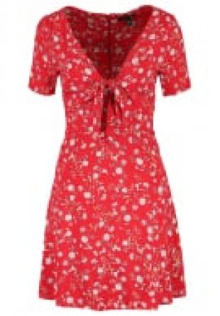 New Look - robe rouge à fleurs