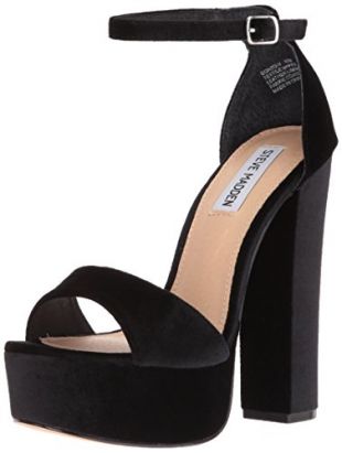 Steve Madden Gonzo-V, Scarpe col Tacco Punta Aperta Donna, Nero (Black Velvet), 36/37 EU
