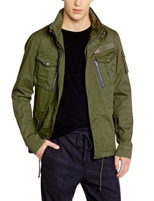 Schott NYC Squad Lungo, Verde(Grün-Vert (Kaki), M Uomo