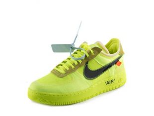 The pair of Nike Air Force 1 Off White Volt, worn by Russell Westbrook on a  post-Instagram