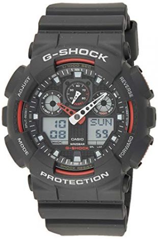Casio G-SHOCK Orologio 20 BAR, Rosso/Nero, Analogico - Digitale, Uomo, GA-100-1A4ER