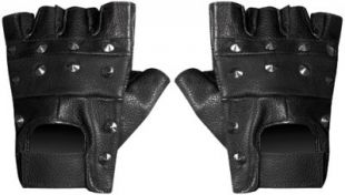 Studded Fingerless Gloves 100% CUIR US Army Metal Studs – Color Black – Size Medium – Airsoft – Paintball – Moto – Conduite – Biker – Outdoor