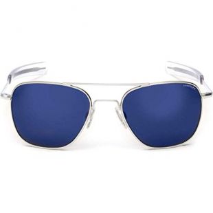 Randolph Engineering Quadratische Aviator Sonnenbrille im Matt Chrom-blauer Himmel-Flash AF54668-PC 55 55 Blue Sky Flash