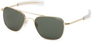 Randolph Engineering Square Aviator Sunglasses Gold AF51614 55 55 Green
