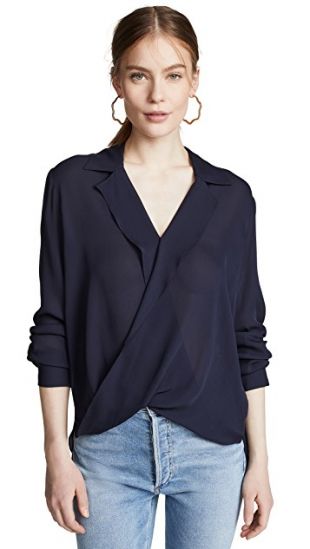 L'AGENCE Rita Drape-Front store Silk Blouse