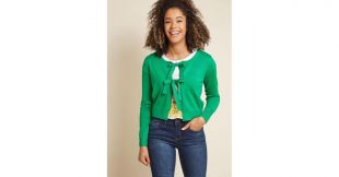 Compania Fantastica Give It a Tie Knit Cardigan in Green
