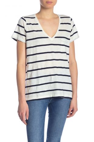 Madewell | Whisper Striped V Neck Tee