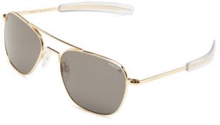 Randolph Unisex Aviator gafas de sol polarizadas, 23K Gold Plated/Grey, 55 mm