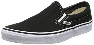 Vans Slip-on - Zapatillas bajas clásicas Canvas para adultos, suela blanca de zapato negro, 43 EU