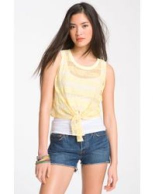 Chloe K Sheer Lace Tie Front Tank CHLOE & KATIE