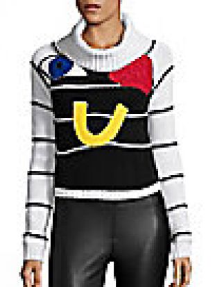 Alice + Olivia - Zita Eye Heart U Crop Turtleneck Sweater