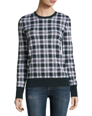 Equipment - Shane Plaid Wool Sweater, Ivory Multi