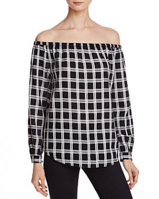 rag & bone/JEAN - Off-The-Shoulder Plaid Top