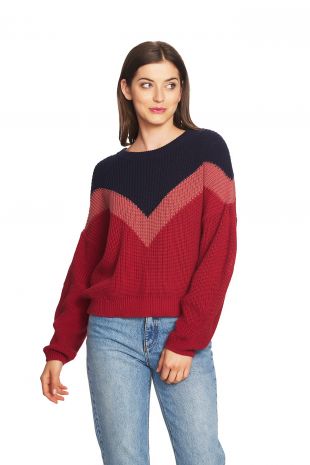 Chevron Front Crewneck Sweater