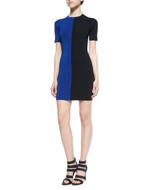 T by Alexander Wang Two-Tone Short-Sleeve Dress