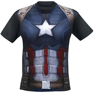 Marvel- Costume Captain America T-Shirt, Colore Multicolore (Sublimation), Medium (Taille Fabricant: M), MECIWAMTS011-Sublimation