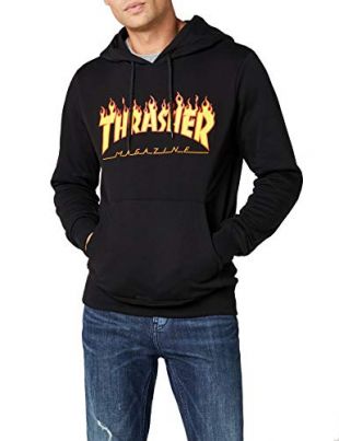 THRASHER Truflp05754 Felpa, Nero/Fiamme, Medium (Taglia Produttore:M) Uomo
