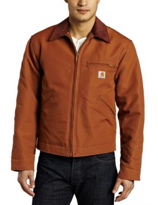 Carhartt Men's Weathered Duck Detroit Jacket J001, Brown,Small
