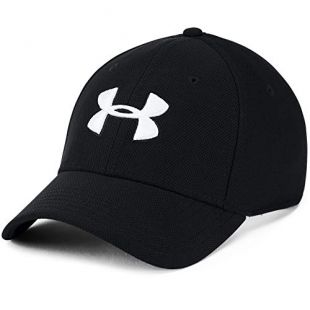 Under Armour Men‘s Baseball Cap UA Blitzing 3.0, Comfortable Snapback for Men with Built-In Sweatband, Breathable Cap for Men Black / Black / White (001) ,M/L
