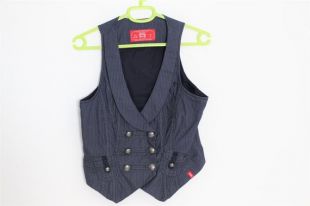 Gris Womens Vest gris Steampunk gilet coton gris gilet bureau ou étudiant formel gilet Double boutonnage équipé petit gilet romantique classique