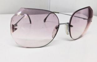 Vintage 70s Sunglasses Eyeglass Rimless Frames Purple Diamond Cut Oversized