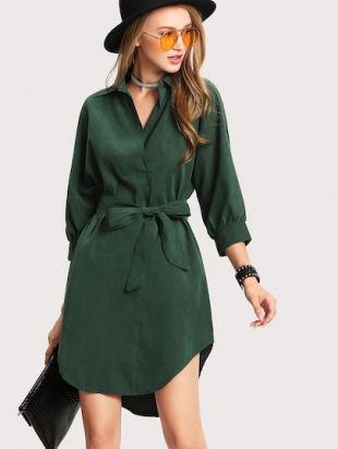 SheIn Robe chemisier avec ourlet en courbe