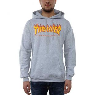 THRASHER Flame Hoody Heathergrey