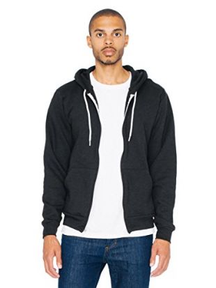 American Apparel Unisex Flex Fleece Zip Hoodie, Black, Medium