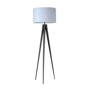 Triangle Leg White Drum Fabric Shade Floor Lamp