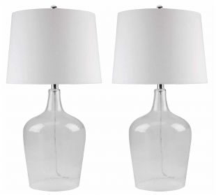 Abbyson Living Delmore Glass Table Lamp, Set of 2, Clear