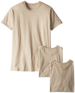 Soffe Men's 3 Pack-USA Poly Cotton Military Tee, Sand, Small