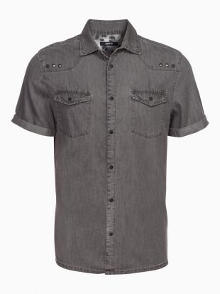 Chemise manches courtes effet denim