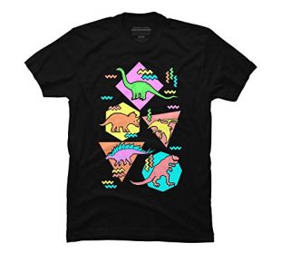 Design By Humans Camiseta con diseño de Dinosaurio para Hombre de Nineties - Negro - Small