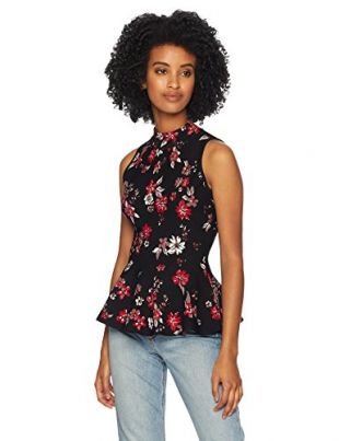 Milly - Milly Women's Knit Twilight Floral Sleeveless Peplum Flare ...