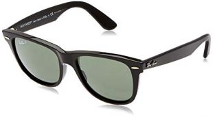 Ray-Ban RB2140 Original Wayfarer Sunglasses, Black/Polarized Green, 50 mm